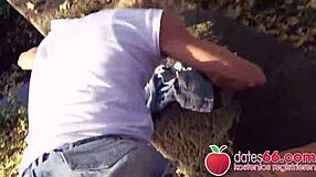Squirt blonde watches an outdoor blowjobream