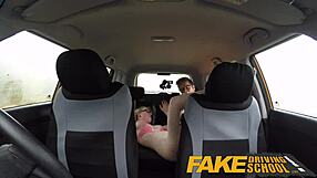 Three episodes of fake driving school with Black and blonde babes having creampie