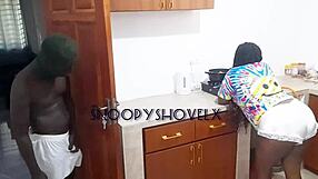 Big black cock stepdad fucks his wet ebony maid