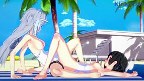 3D animated Miku and Laura in sexy outfits